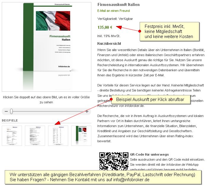 Firmenauskunft Italien