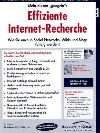 mcf-seminar-effiziente-internet-recherche-2011 Effiziente Internetrecherche Management Circle 2011