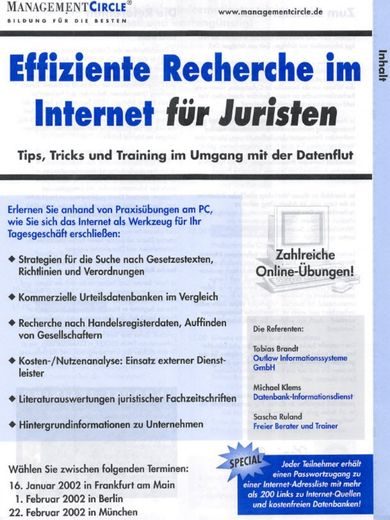 Effiziente Internet Recherche für Juristen Managament Circle