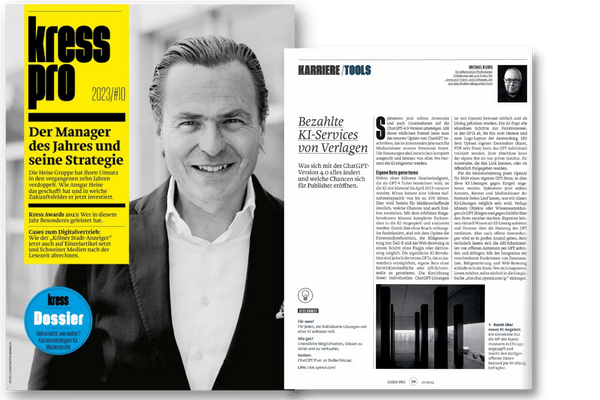 kress pro 2023#10 - Bezahlte KI-Services von Verlagen 